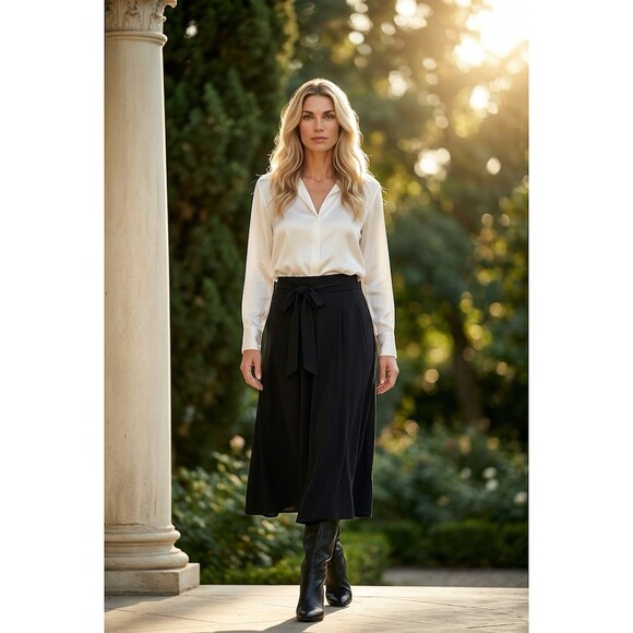 The Kooples Dresses & Skirts - $215 The Kooples Skirt Womens Size 6 Black Midi High Waist Tie Belt